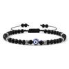 Bracciale Occhio Maligno 4mm Perline di Pietra Lavica Nera Opaca Naturale Bracciale Intrecciato Fatto a Mano per Uomo Donna Yoga Reiki Gioiello Regolabile