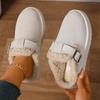 Cross-border New Belt Buckle Low-top Wool Cotton Shoes Women's Large Size Round Head Thick Sole Short Plush Rear Empty Snow Boots
