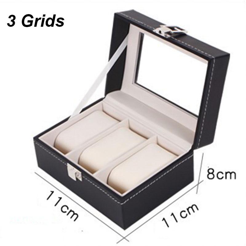 Delesys Classic Style Leather 2/3/4/5/6/8/10/12/20 Slots Watch Display Case Organizer Jewelry Storage Box With Glass Top For Man