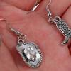 Fashion Vintage Silvery Cowboy Hat Earrings Cowgirl Boot Pendant Dangle Earrings for Women Couples Party Jewelry