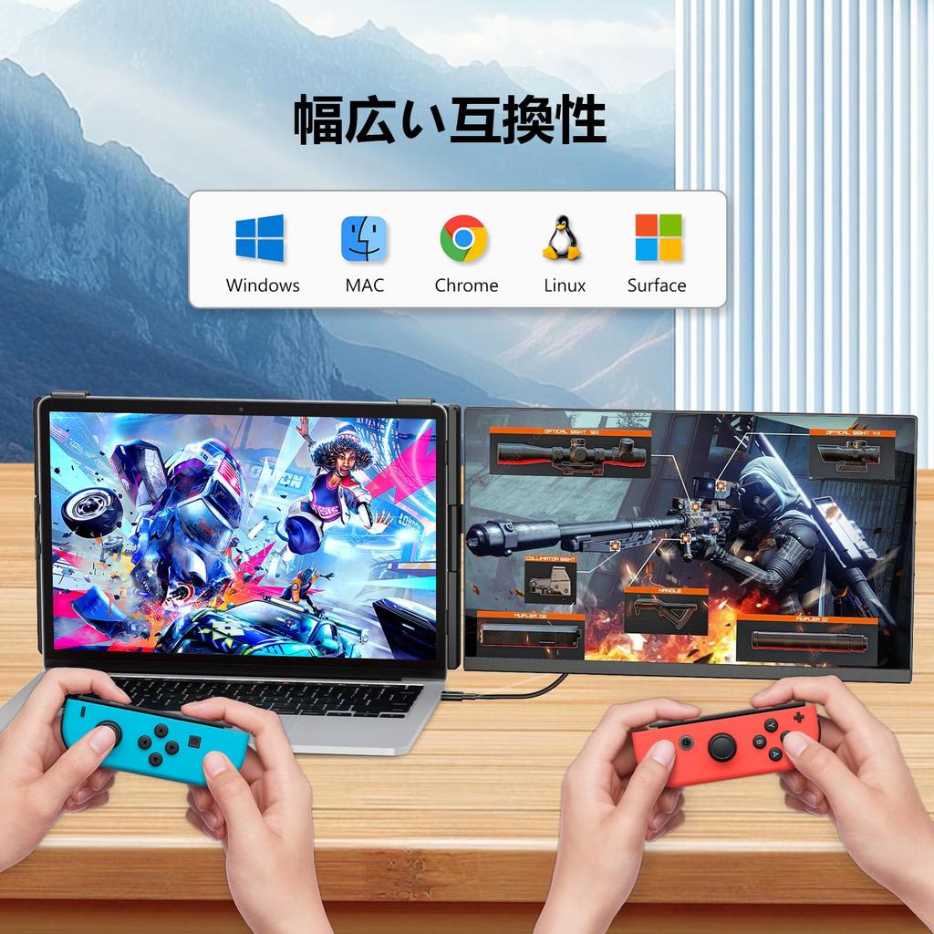 Laptomo P5 Dual IPS Mobile FHD Laptop Dual Screen Display Portable Extended Monitor for Inch Laptops with Compatible with and Switch Monitor,