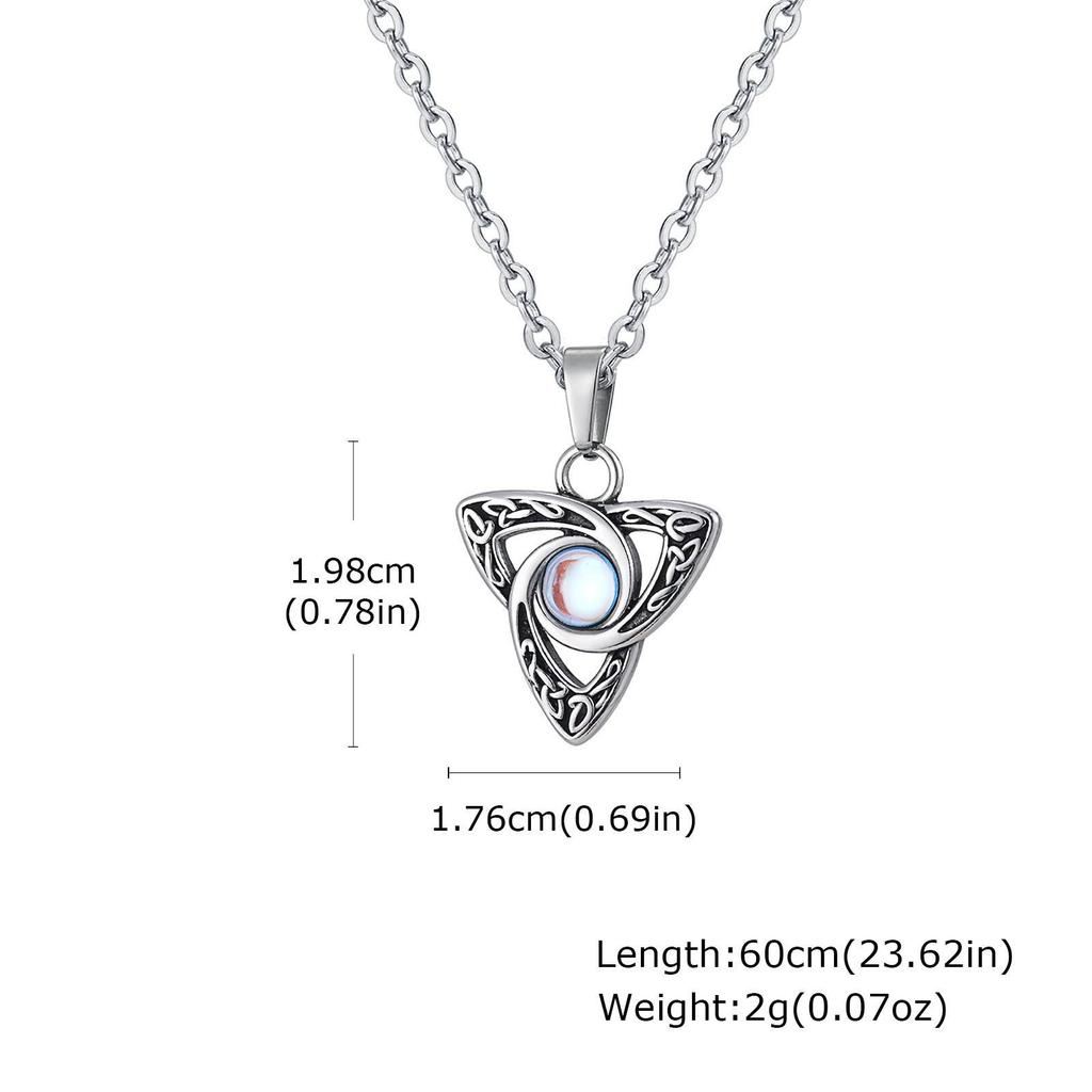 Stainless Steel Men's Retro Necklace with Star Moon Turquoise Pendant (PN-2111)