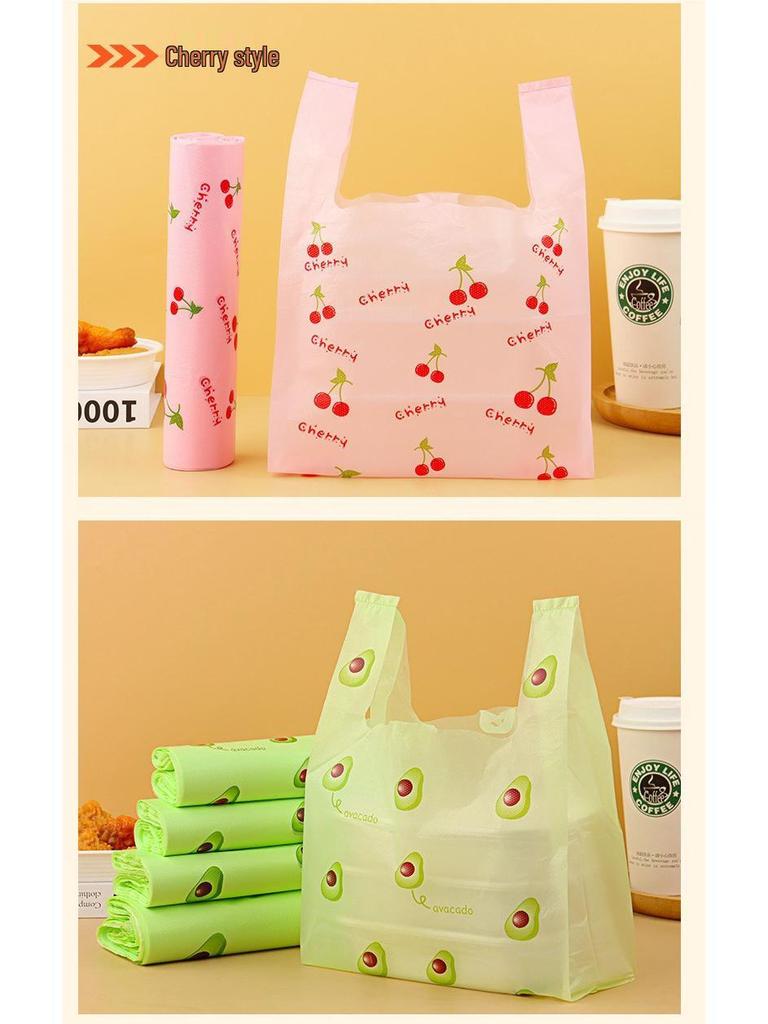 Kolorowa Torba Jednorazowa na Wynos dla Stoiska Cherry Street i do Użytku Komercyjnego na Owoce.