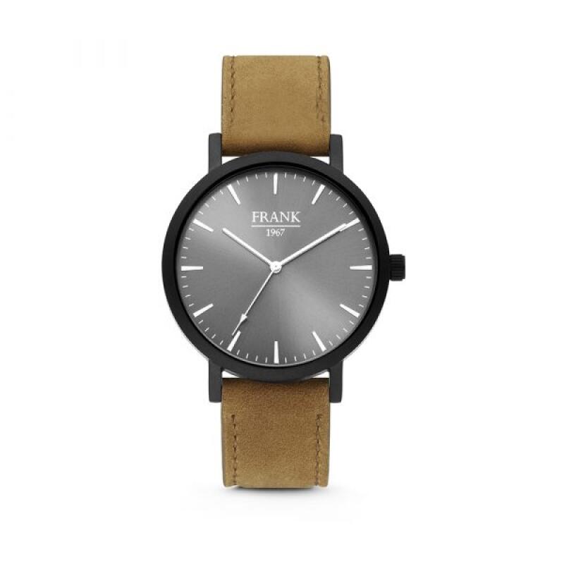 [Frank 1967] Natural Leather Men's and Women's Analog Wristwatch