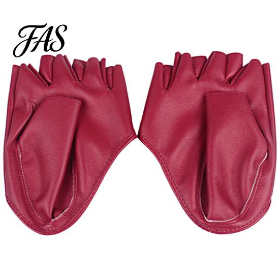 Lady Fashion Faux Leather Half Finger Gloves Driving Pole Dancing Show