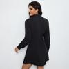 Women's Belted mini Shirt Dress with Collar Long Sleeves Solid Pattern