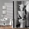 Lustiger Hund Duschvorhang, Berner Sennenhund sitzt auf der Toilette und liest Zeitung, Wasserdichte Polyester Duschvorhang-Sets