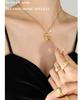Abstract Art Irregular Pendant Freshwater Pearl Necklace for Women - Gold-Plated Titanium Steel