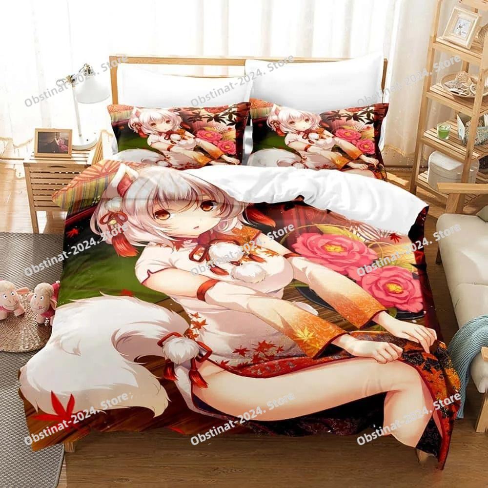 Set Biancheria da Letto Anime 3D Kawaii Ragazze Momiji Inubashiri Singolo Gemello Matrimoniale Queen King Size Set Letto Camera da Letto Adulti Bambini Set Copripiumino
