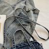 Vintage Mini Denim Boston Bag Women's Crossbody Bag