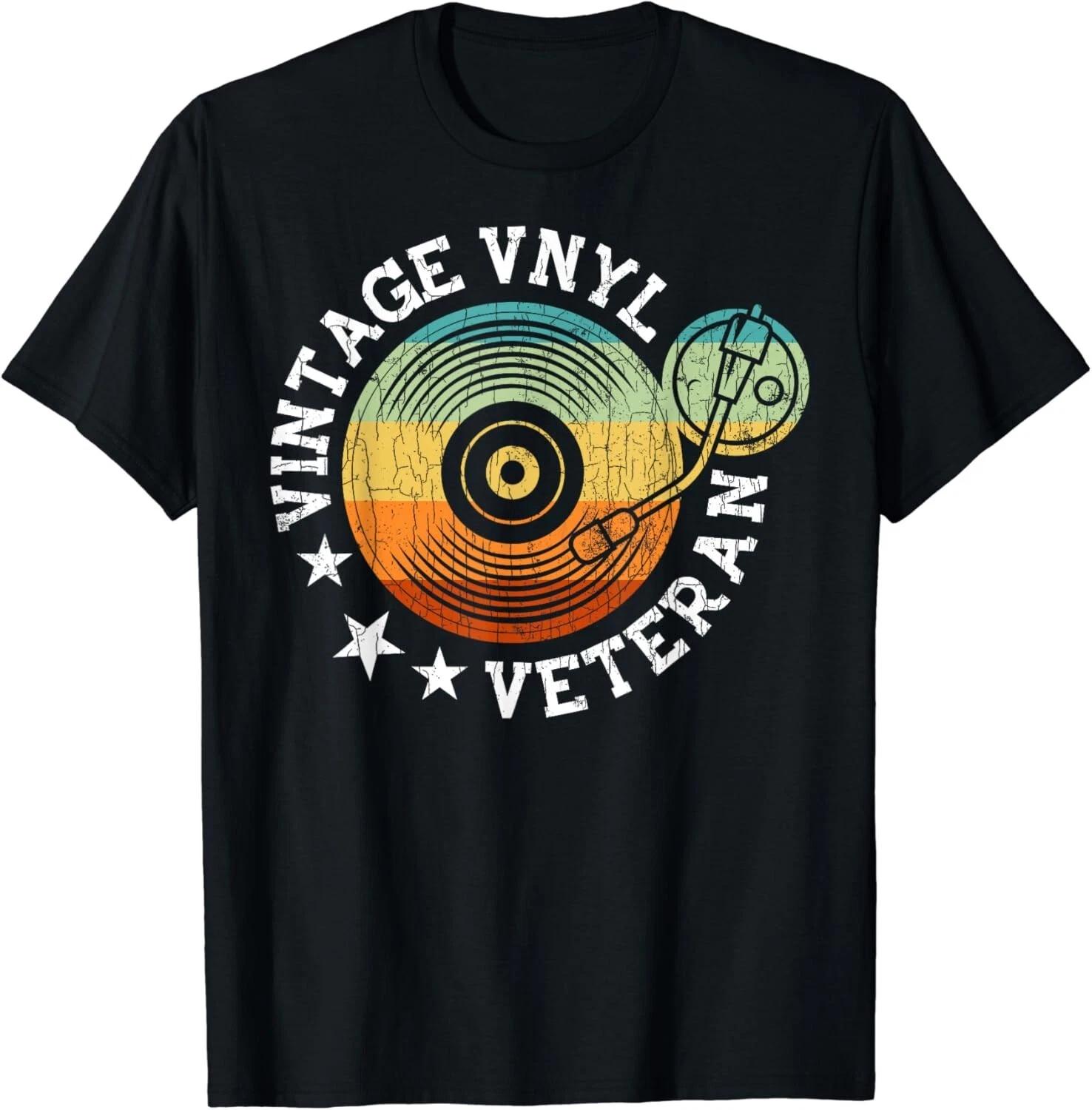 

Vintage Vinyl Music Veteran Funny Record Lover Graphic Gift Unisex T-Shirt S