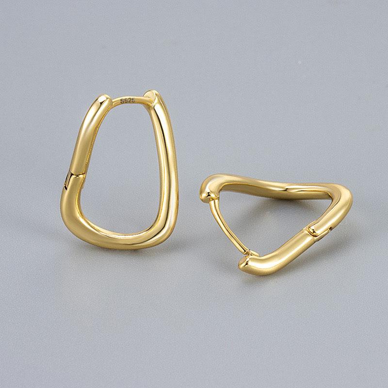 925 Sterling Silver Earrings For Women Trendy Gold Color Geometric Earring Jewelry Prevent Allergy Party Accessories Gift