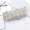 Canvas Pencil Case School Simple Striped Grid Pencilcase Office Stationery Pen Bag Students Pencils Writing Supplies Gift