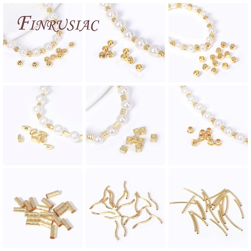 50 Pcs 18K Gold Plated Metal Smooth Curved Tube Beads For Handmade Jewelry Making DIY Accessories Wholesale