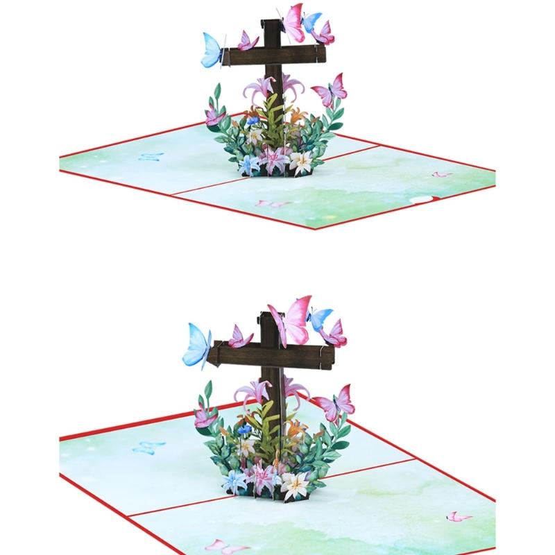 Religious Crosses Easters Card,3D Popup Easters Card,Religious Sympancy Card,Condolence Card with Message Note Envelope