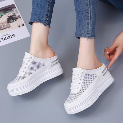 Akexiya Women 'S Spring Summer Slippers Hollow Breathable Thick Bottom Casual Half Slippers Lazy Shoes Women Little White Shoes