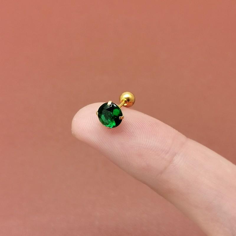 

1 пара зеленых серег-гвоздиков для трагуса, круглые маленькие гвоздики для пирсинга мочки, хряща, хеликса, ювелирное изделие, штанга с цирконием, серьги для пирсинга 2mm зелёный
