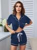 European and American Summer Pajama Set: Women's Cardigan, Short Sleeve Shirt, and Shorts