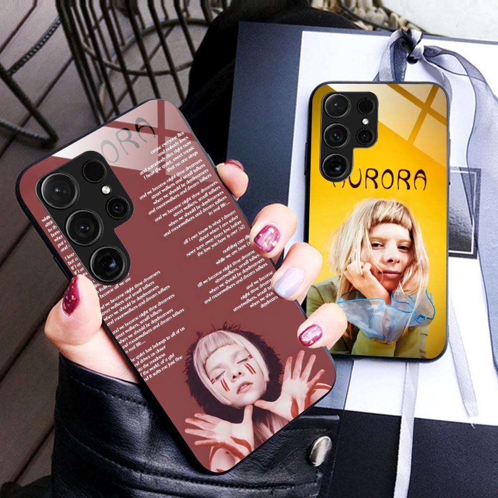 Aurora Aksnes Glass Mobile Phone Case for Samsung Galaxy S26 S25 S24 S23 S22 S21 S20 Note20 Plus FE Ultra Colorful Cover