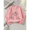 Girls Crew Neck SweatshirtCute Dog Cat Hand Hold Love Print, Soft Cozy Pullover, Warm Casual Outfit for Autumn & Winter