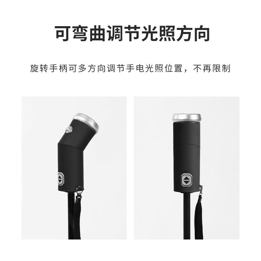 Customized 11-bone Vinyl Car Rain and Sun Protection Umbrella Reflective Led Flashlight Lighting Three-fold Automatic Folding Reverse Umbrella