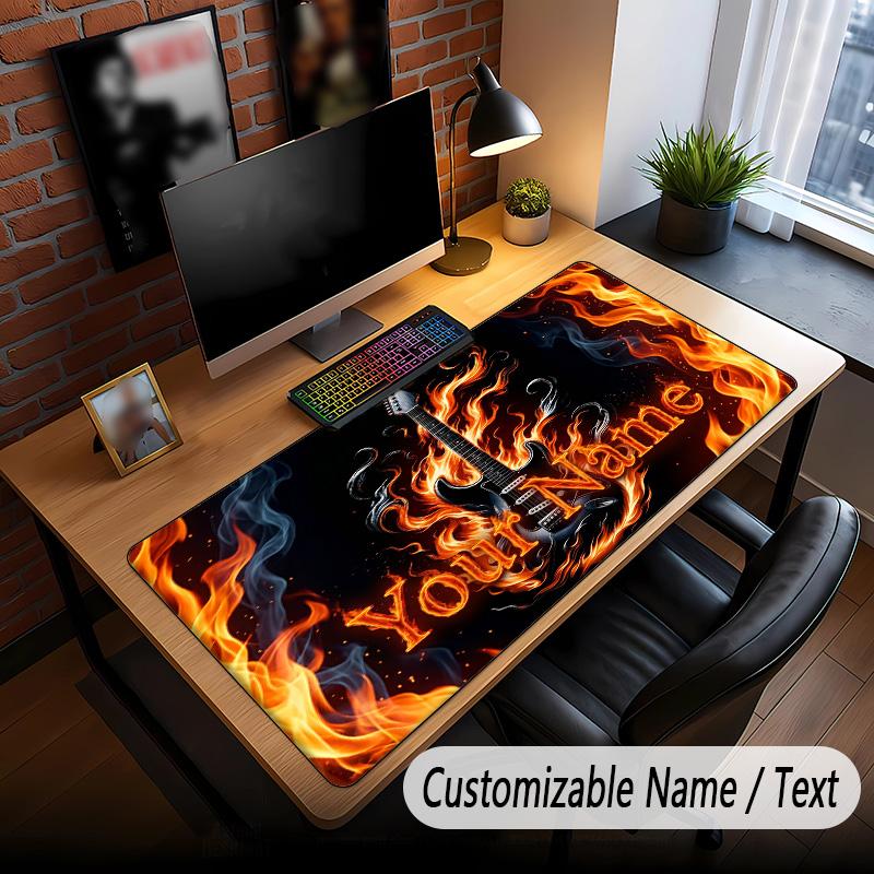 Music Guitar Theme Custom Mouse Pad Personalized With Name Text Customized Desk Mat For Office Home Decor