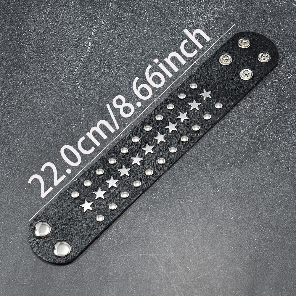 Cross-Border Hot Selling Punk Spiked Rivet Men's Leather Wristband Bracelet
