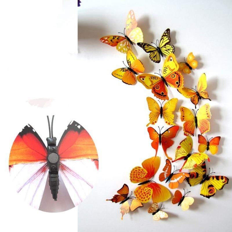 12pcs/Set Colorful 3D Butterflies Wall Sticker Beautiful Butterfly Sticker with Magnet for Kid Room Wall Decals Home Decoration