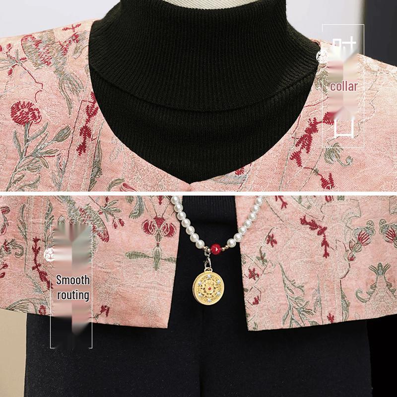 Yuzhaolin Women's New Chinese Style Embroidered Vest Two-Piece Set