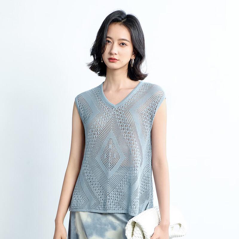 

Sinuofude Women s Summer V-Neck Knit Hollow Out Sleeveless Tank Top S