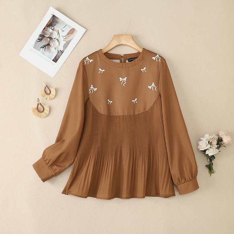 ZANZEA Women Casual Round Neck Long Sleeve Loose Print Blouse