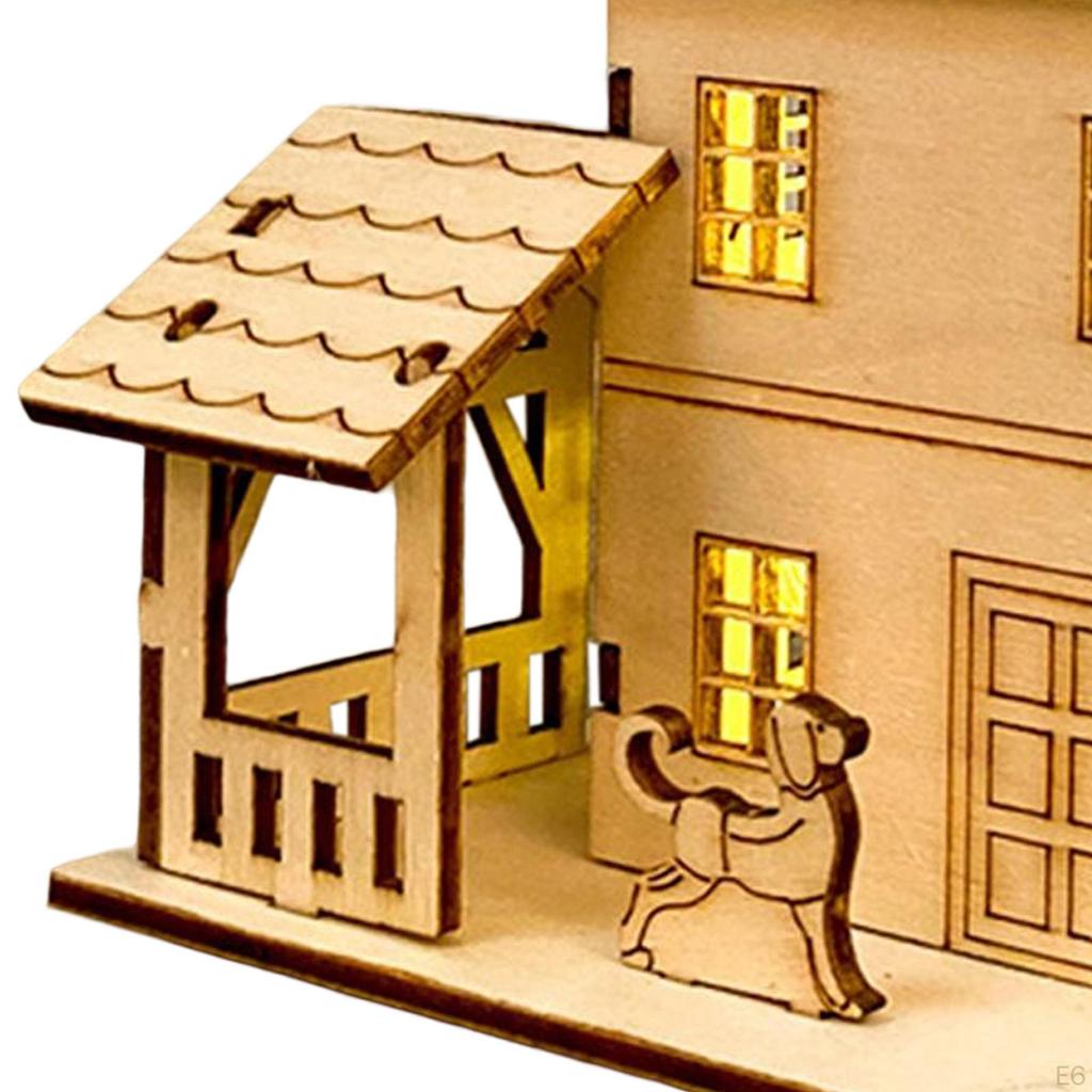 Unfinished Wood House Living Room Sculpture Festival Village Christmas Scene