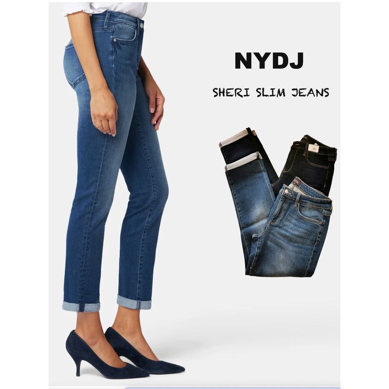 Two-Piece 10% Off NY Sheri Silm Ankle Jeans Strap Roll Pants Slightly Thick Stretch Cropped Jeans