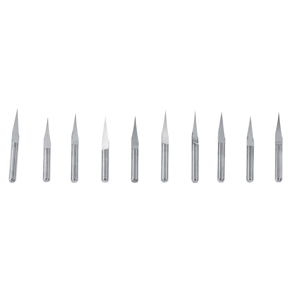 10pcs 3.175mm Carburo Cementado Grabado CNC Broca Fresa Herramienta de Tallado 10 Grados
