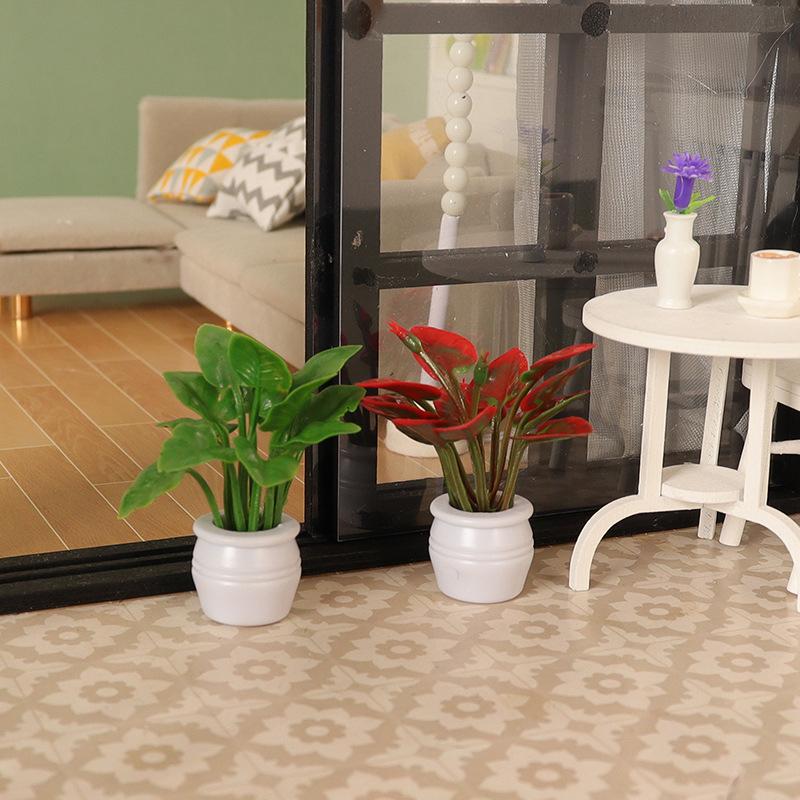 1buc Casă de păpuși Mini Plantă Model Mini Plantă Verde În ghiveci Peisaj în aer liber Pat de flori