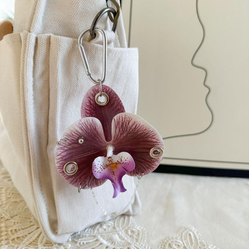 Creative Exquisite Simulation Phalaenopsis Orchid Keychain Pendant Backpack Hangings Decoration Accessories Gifts