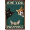 Funny Black Cat Pooping Vintage Tin Sign 8x12 Inches Retro Wall Decor for Bathroom, Home, Bar, Cafe, Novelty Gift