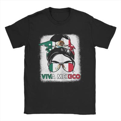 Viva Mexico-Shirt Women Mexican Flag Funny T-Shirt for Men  Novelty Cotton Tees O Neck Short Sleeve T Shirts Graphic Clothing