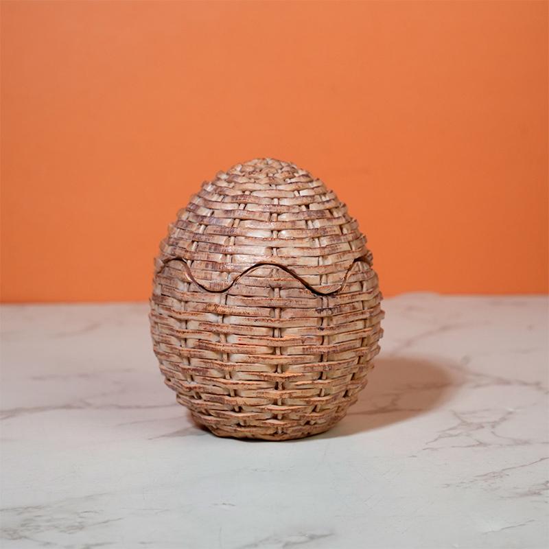 Rattan Effect Resin Bunny Easter Decor,Table Rabbit Easter Decorations,Spring Bunnies Decoration Statue Figurine