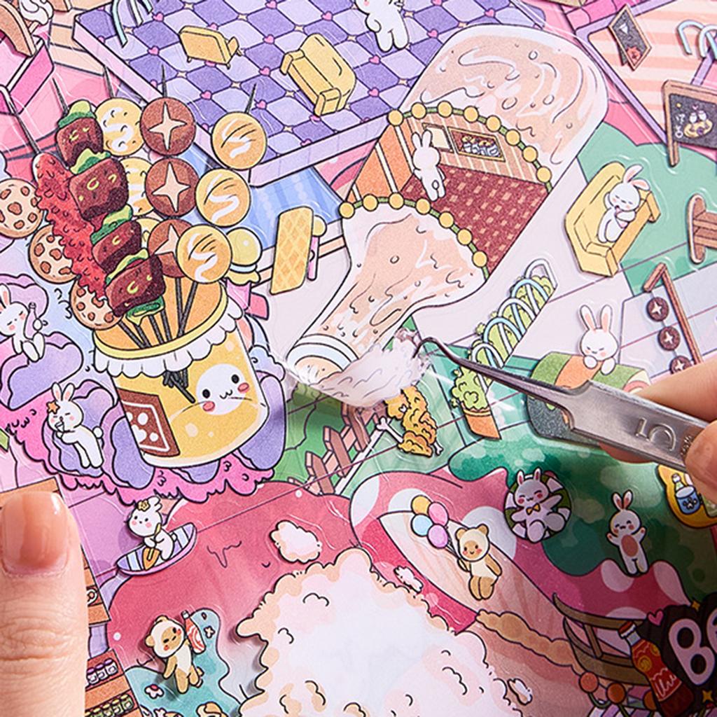 Rainbow Island Scenery Sticker Book Miniature Scene PET Sticker For Journal Photo Album Laptop Scrapbooking Decoration