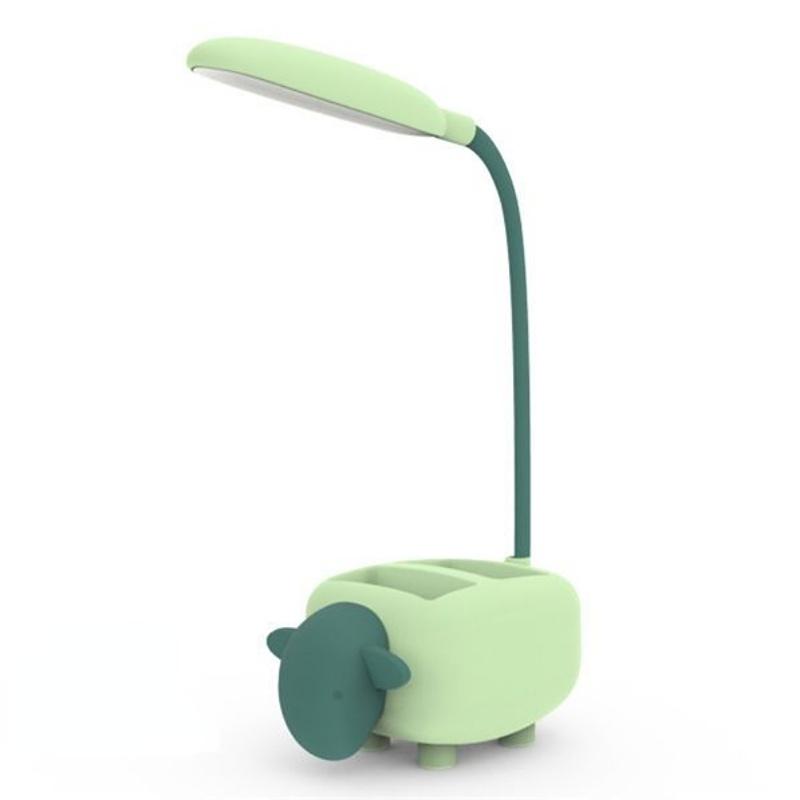 Studie Kleine Schreibtischlampe USB Wiederaufladbare Nachttischlampe Wohnheim Lese-Nachtlicht mit Stifthalter Cartoon Schreibtischlampe