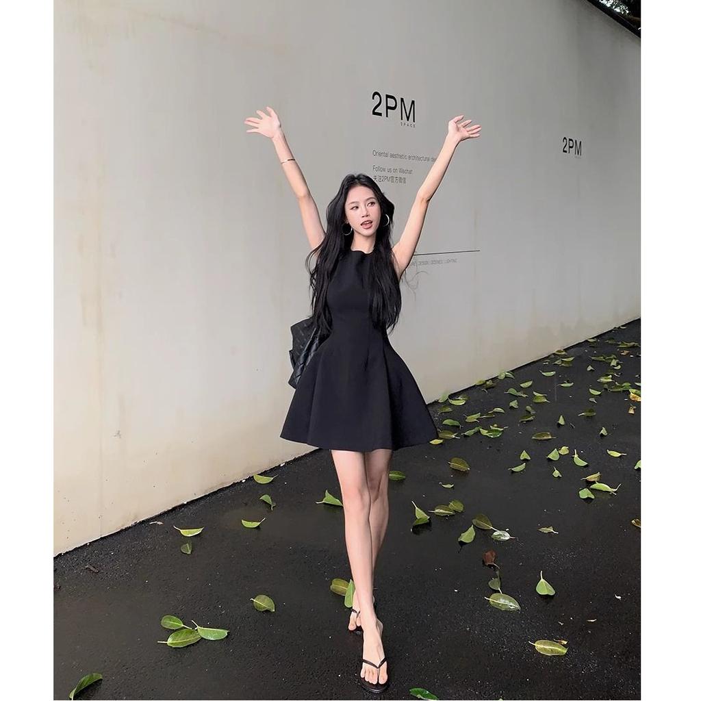 Temperament Slim-fitting Sleeveless Vest Dress Women's Clothing Summer Thin Versatile Short Skirt Small Waist A-shaped Skirt