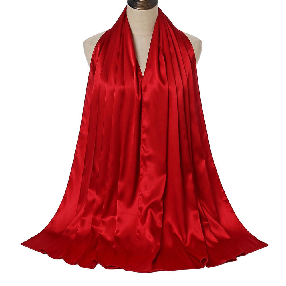 Premium Schimmer Seidensatin Hijab Schal Damen Luxus Medine Seide Schleier Muslimische Frauen Hijab Glänzender Seidenschal Damen Schals Stola