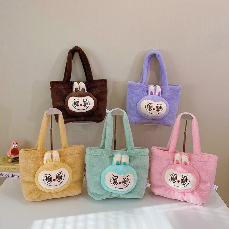 Shoulder Bag Cartoon Large Capacity Handbag Labubu Plush Toy Bag Student Crossbody Bags Outdoor Travel