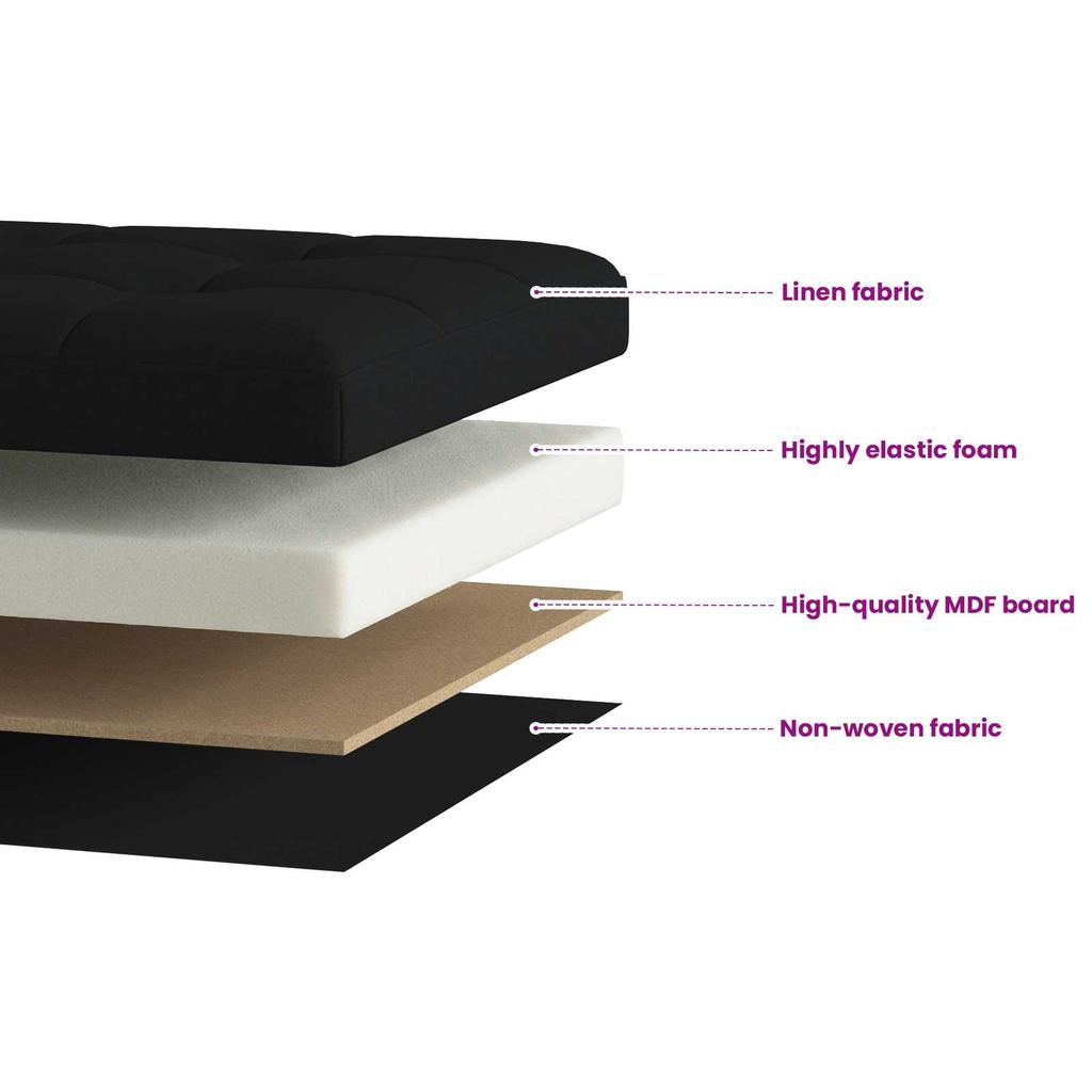 Foldable Storage Bench Black 180 kg 80 L 77 x 38 x 38 cm