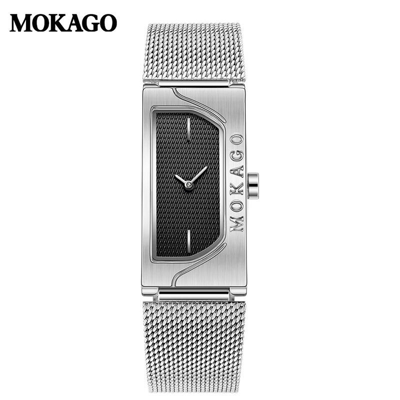 MOKAGO Women s Retro Rectangular Waterproof Leather Strap Quartz Watch