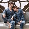 1011 New Couple Pajamas Women's Golden Velvet Long Sleeve Cardigan Set Autumn and Winter Big Red Men's Thick Set