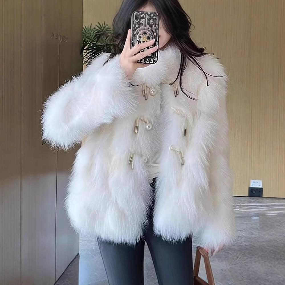 Winter new temperament celebrity imitation fur ladies plush short fashion thickened long fur coat