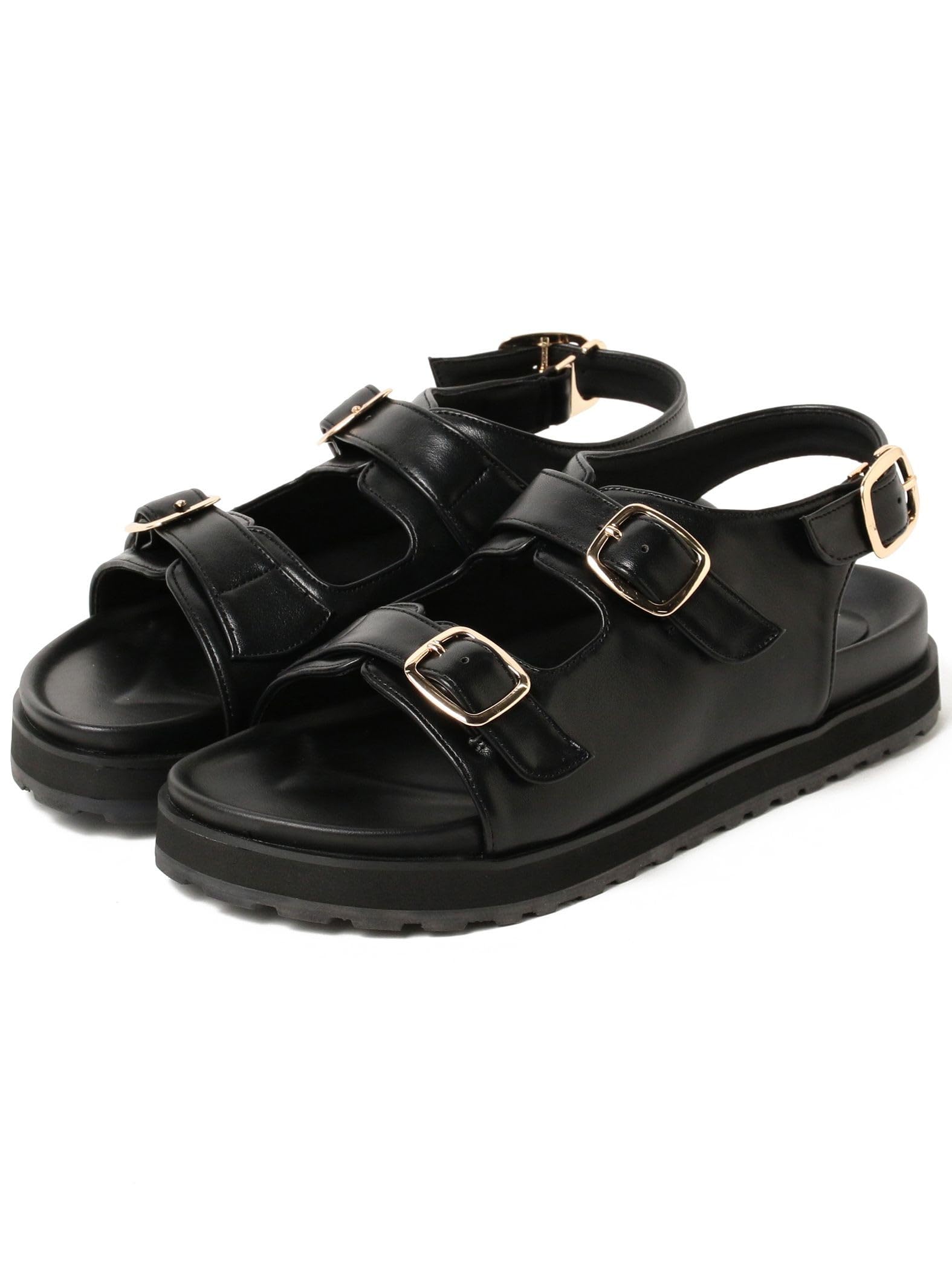 

B:MING LIFE STORE by BEAMS Women s Buckle Belt Sandals (Sizes 22.5-24.5cm) Black, Size 22.5