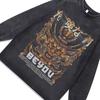 Heavy Cotton Retro Round Neck Bottoming Sweater Ukiyo-E Painting Printing Washed Old Long-Sleeved T-Shirt Men